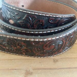 JUSTIN 32” Belt Leather Hand Tooled Cowboy Western  Floral Brown C11194